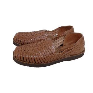 Sunsteps Mens Huarache Sandals Size 8 Brown Leather Barclay Hand Woven Comfort
